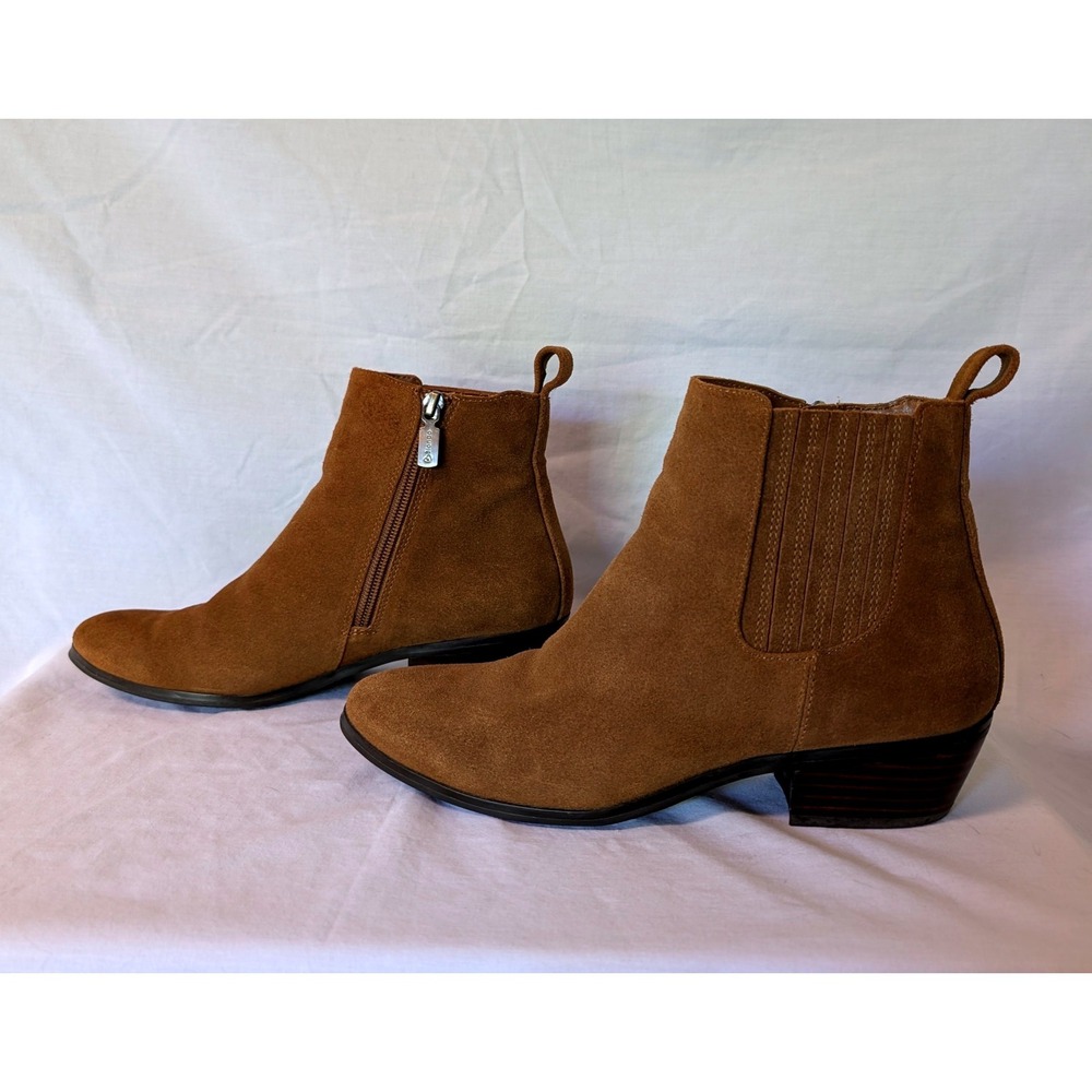 Women's Blondo Waterproof Suede Cognac Brown Ankle Boots Side Zip 8M Fall Winter